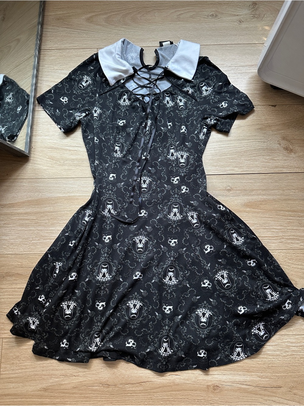 Emily The Strange Hottopic Black Lace-Up Collar Casual Dress